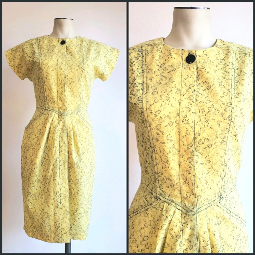 VTG Yellow Floral Dress